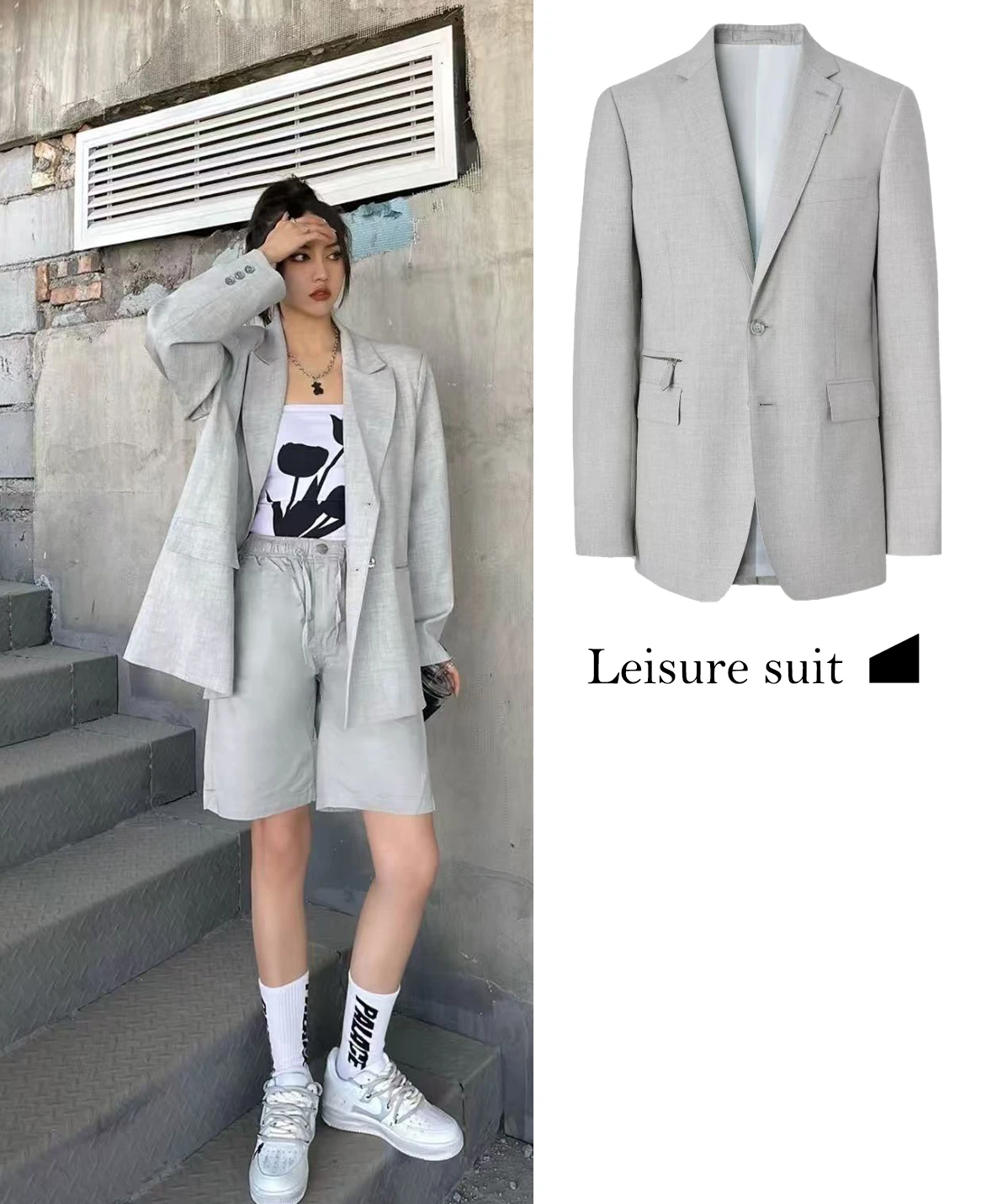 

FWRD Light Grey Mens Suit Jacket Classic Three Button Blazer Business Casual Suit Jacket #FWRD0053