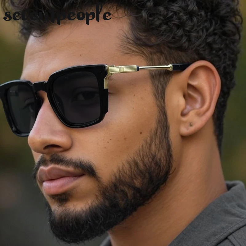 

Vintage Polarized Square Sunglasses Men 2025 Luxury Brand Classic Steampunk Outdoor Sun Glasses For Male Trendy Driving Shades