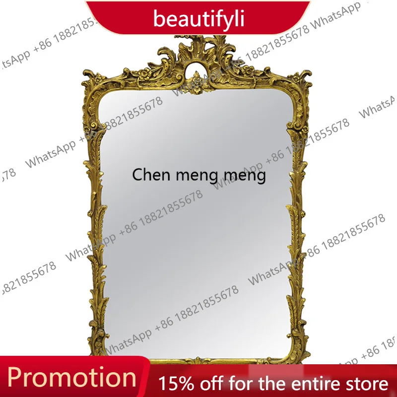 X188 European style dressing mirror vintage decoration wall mounted bedroom wall mounted makeup mirror carved bathroom mirror