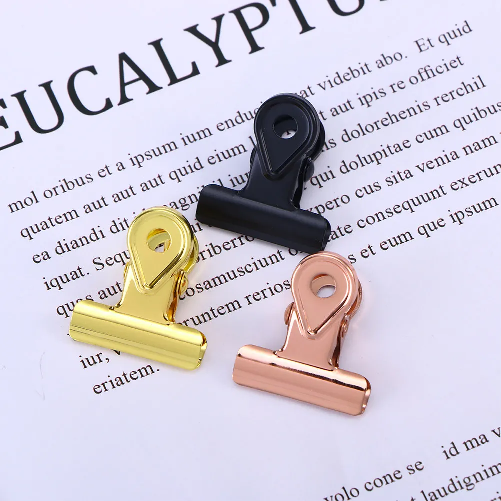 10Pcs Electroplated Metal Binder Clips Paper Clamp Hinge Clips Copper Clip for Organizing Displaying Price Tags Photos Black
