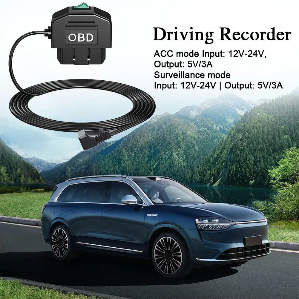 1Set OBD Dashcam Hardwire Kit ﻿Driving Recorder Intelligent OBD With ACC Three Wire Parking Monitoring Line 12V24V To 5V3A