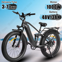 Electric Bike X26B 1000W Powerful Motor 48V13Ah Lithium Battery E Bike Adult Mountain Snow 26*4.0 Inch Fat Tire Electric Bicycle