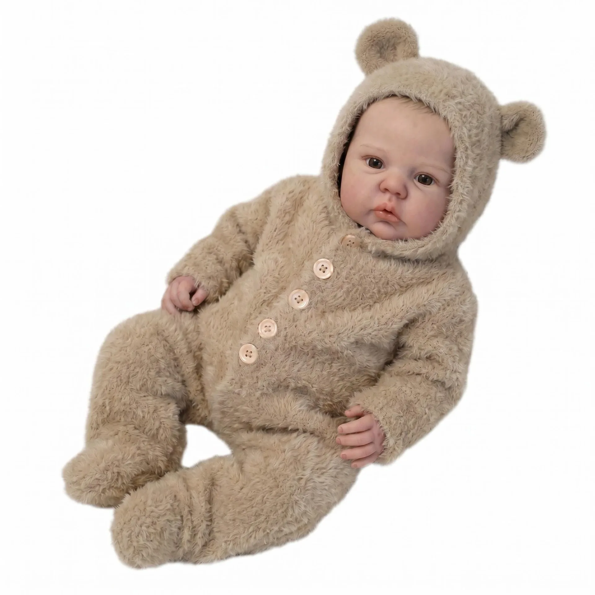 48cm Baby Doll Like Real Reborn pickle asleep Girl Realistic Painted Babies Silicone Vinyl African American Soft Cloth Body Toy