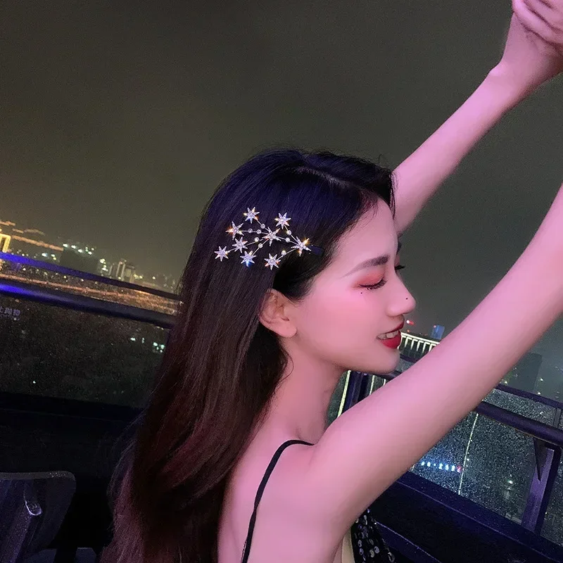 Fashion Women Hair Clip Bling Rhinestone Stars Branchs Headwear Girls Big Hairpins Bangs Clip