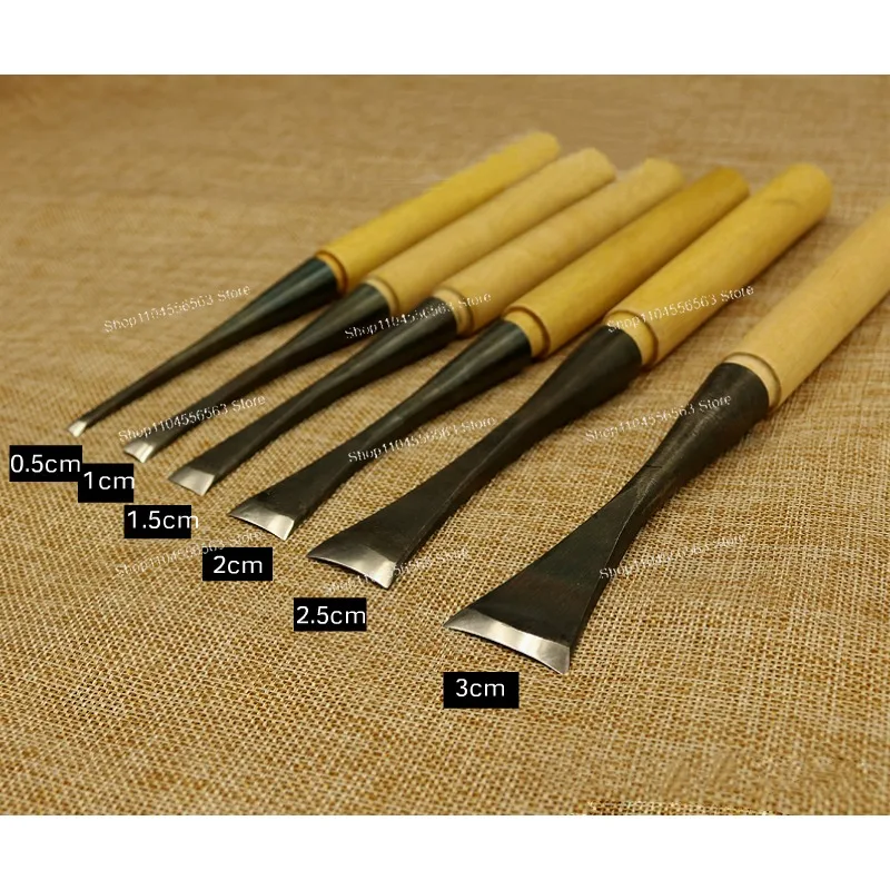 6PC Hand Wood Carving Knife Set, 0.5-3cm Round Hole Digging Spoon Chisel, for Woodworking Carving