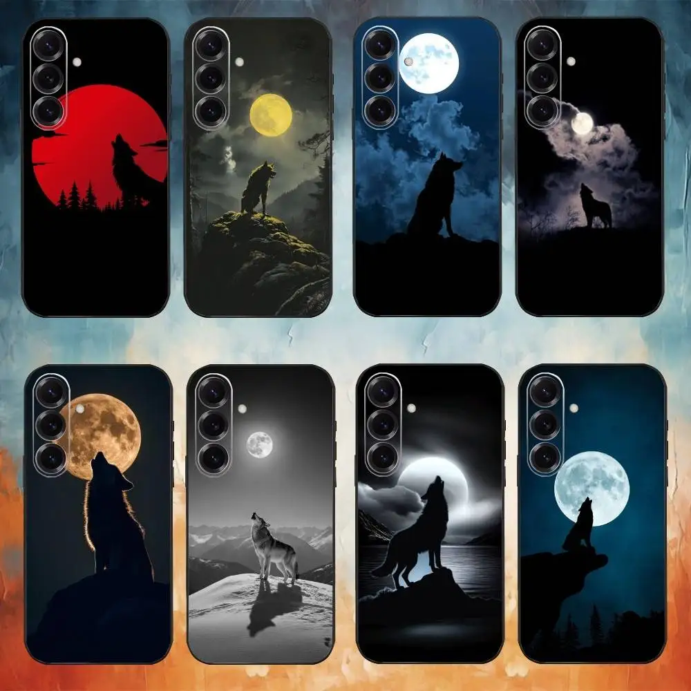 

Moon Roaring Wolf Phone Case For Samsung Galaxy A73,A72,A71,A70,A53,A52,A51,Others Soft Black Shell