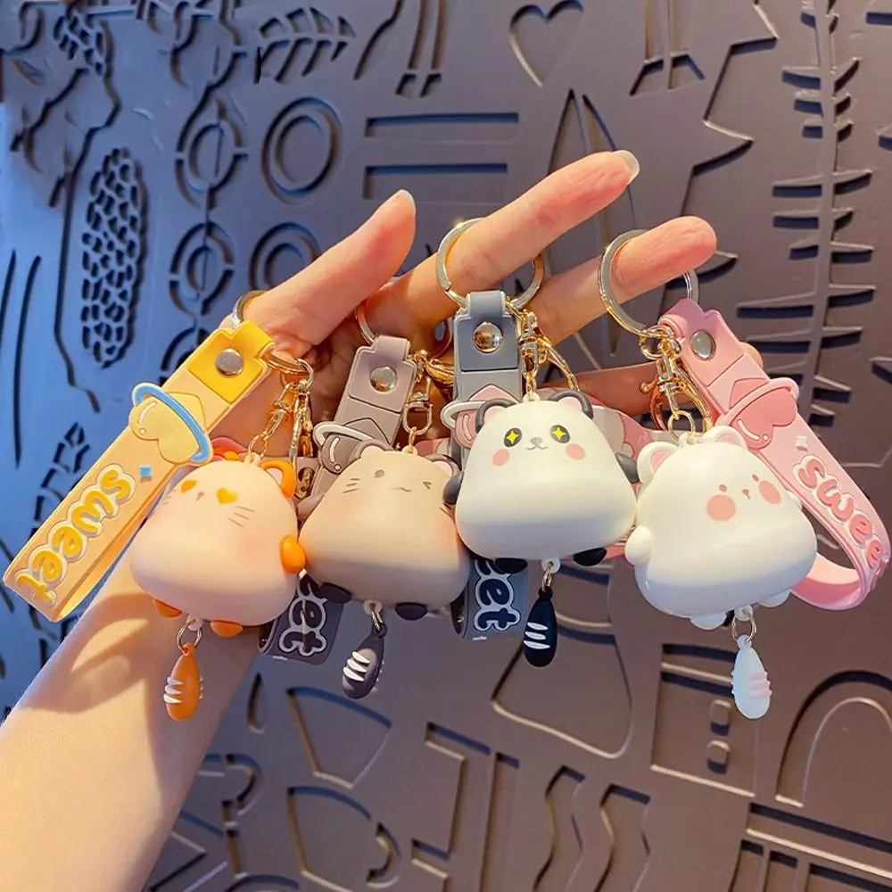 Fashion PVC Smiling Cat Pendant Cartoon Animal Hanging Ornament Couple Bag Pendant Panda Keychain Bag Accessories