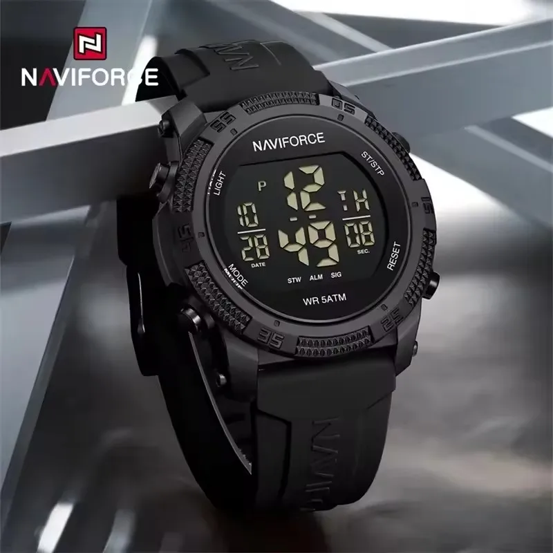 

NAVIFORCE 7104 модные мужские электронные часы спортивный календарь светящийся водостойкий силиконовый ремешок брендовые цифровые часы для мужчин