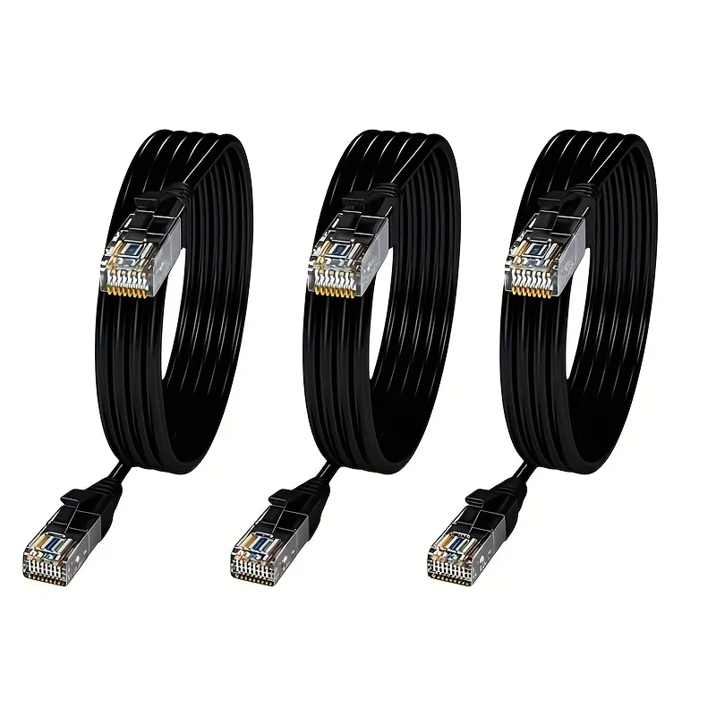 كابل إيثرنت Cat6 3 قطع، رقعة شبكة أسود/أزرق/رمادي، سلك RJ45 بدون مخاطر بسرعة 1 جيجابت في الثانية بسرعة 250 ميجاهرتز