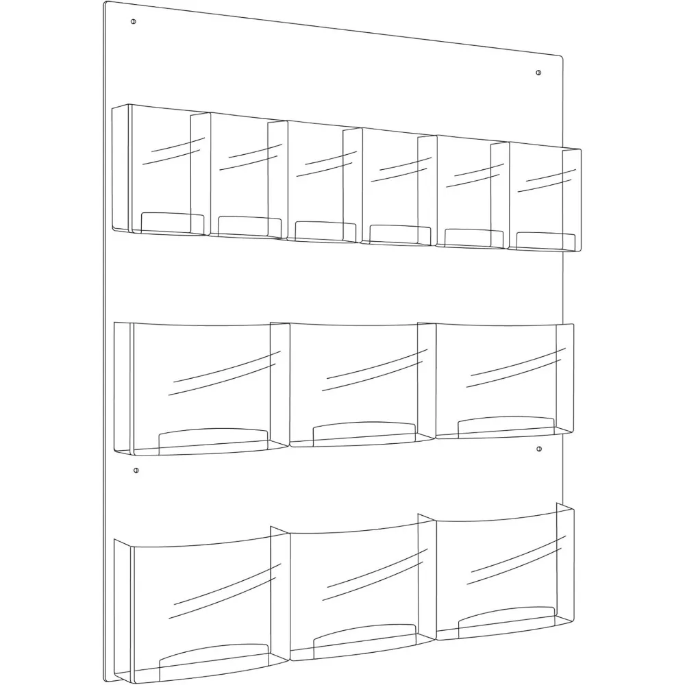 Literature Display, 6 Magazine And 6 Pamphlet, Clear,display Stands