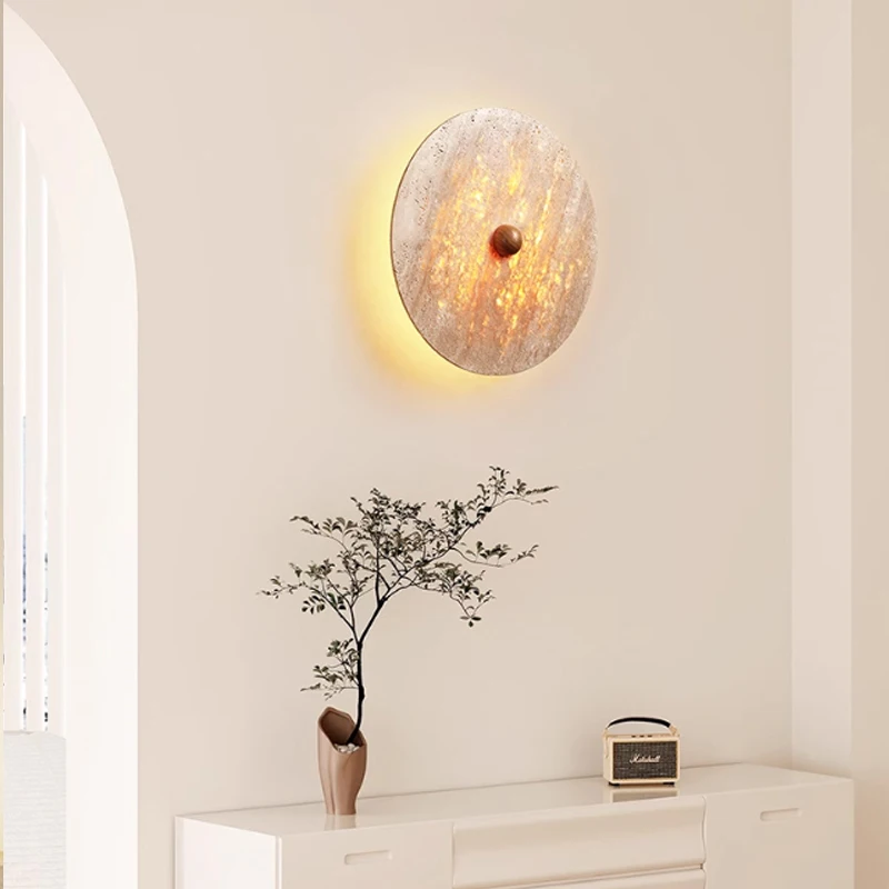 Wabi-Sabi-Stil Song-Dynastie ästhetische Designer runde Mid-Century Cloud Stone Wandleuchte