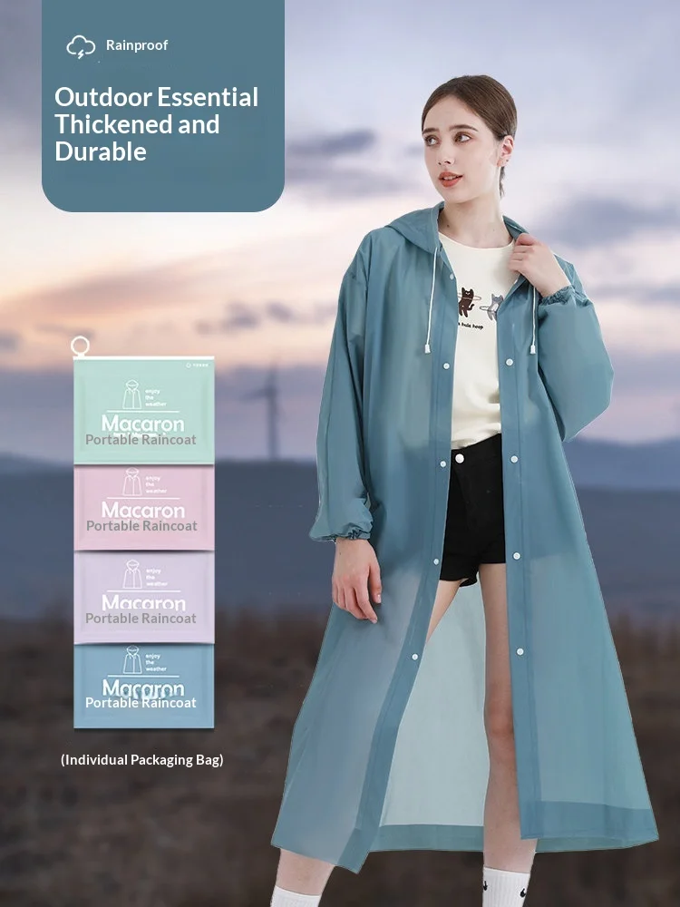 

EVA Disposable Raincoat Adult Long Thick Waterproof Full Body Rain Poncho Portable for Outdoor Hiking Travel