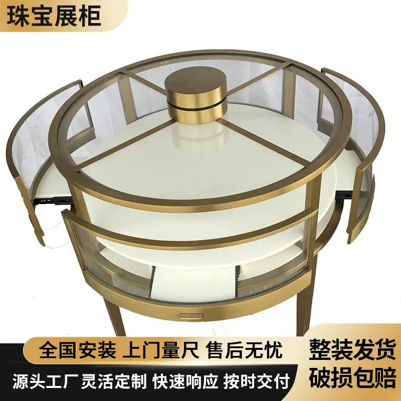 Customized Specialty Cabinet Round Display Jewelry Glass Nakajima Stainless Steel Showcase