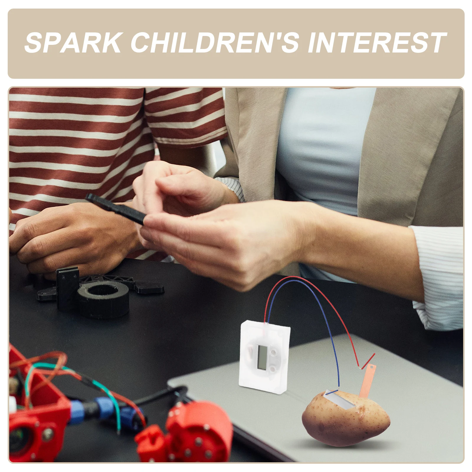 2 conjuntos de kit de experimento científico de frutas, relógio de batata diy, projeto educacional de ciências para estudantes, fornecimento de ensino