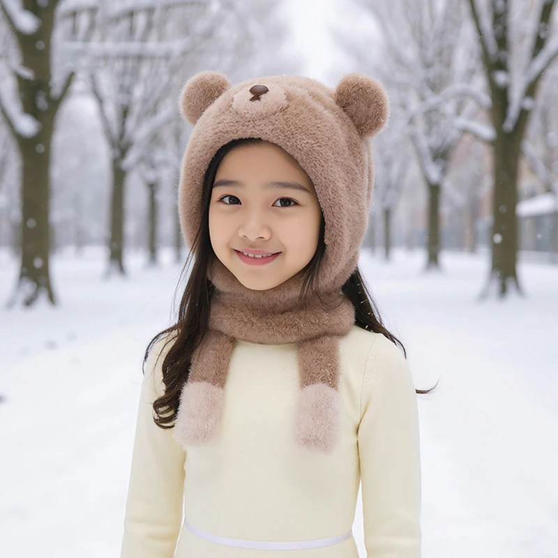 2025 Winter 1pc Neue kinder Balaclava Hut Plüsch Dicke Warme Neck Schal Spielen Im Freien Für Kaltes Wetter winter Warm Halten – Detail 8