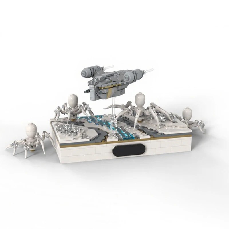 

638 шт. MOC микро-диорама «Атака льда», пауки, звезда, битва, строительные блоки, искра, творчество на Рождество, подарок для детей