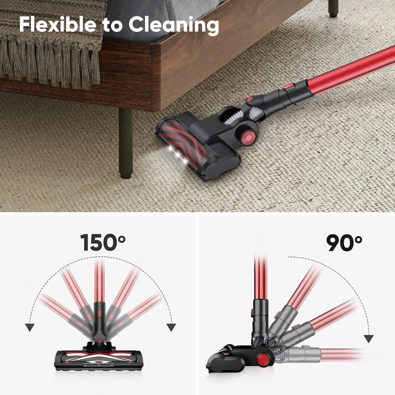 Cordless Vacuum Cleaner 25KPa Powerful Suction 6 in 1 Bagless Vacuum wireless Stick Vacuum Cleaner for Hard Floor Car Pet Hair