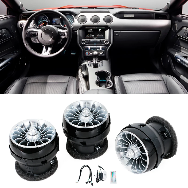 

For Ford Mustang 2015-2021 Car LED Dashboard Air Conditioning Turbine Air Outlet Vents Ambient Light Accessories