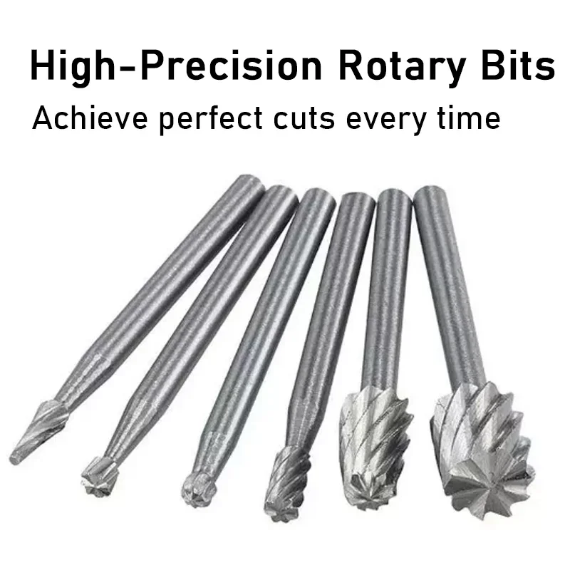 6pcs 10pcs/Set HSS Rotary Burr Mill Cutter Routing Router Bits Burr Rotary Tools Wordworking Tool Engraving Dremel Accessories