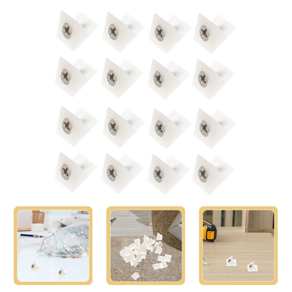

200pcs Layer Support Screws Drawer Bottom Wedges Brackets Plastic Corner Brace Furniture Reinforcement Sturdy Durable Fixing