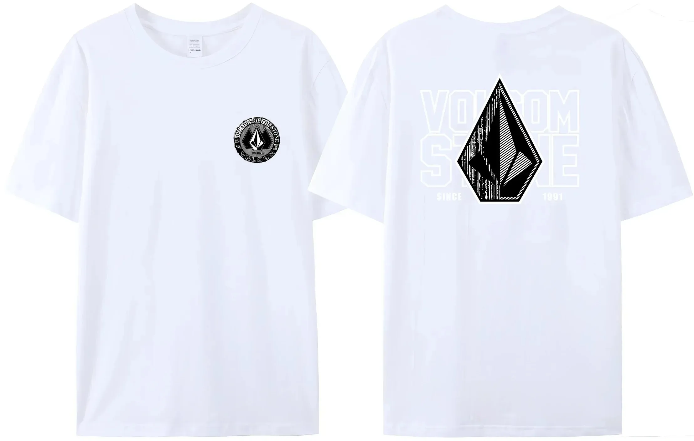 2024 Hot Sale Volcom Obsidian Summer T-Shirt Men\'s 100% Cotton Comfortable Stylish Short Sleeves High Quality Double Sided Tees