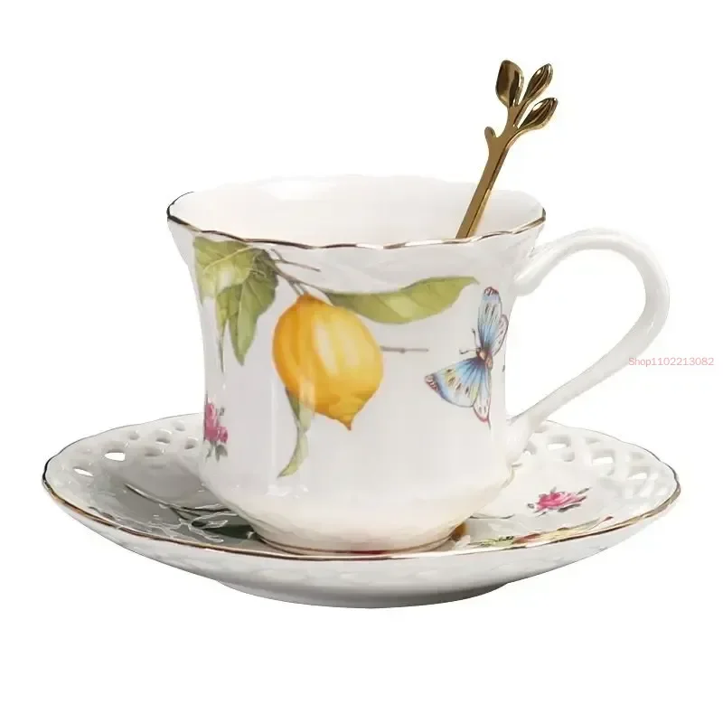 1pc Lemon Espresso Cups,Elegant Tea Set European Style,Europe Tea Cup And Saucers Set,Ceramic Mug Coffee Cup Set Dessert Plate