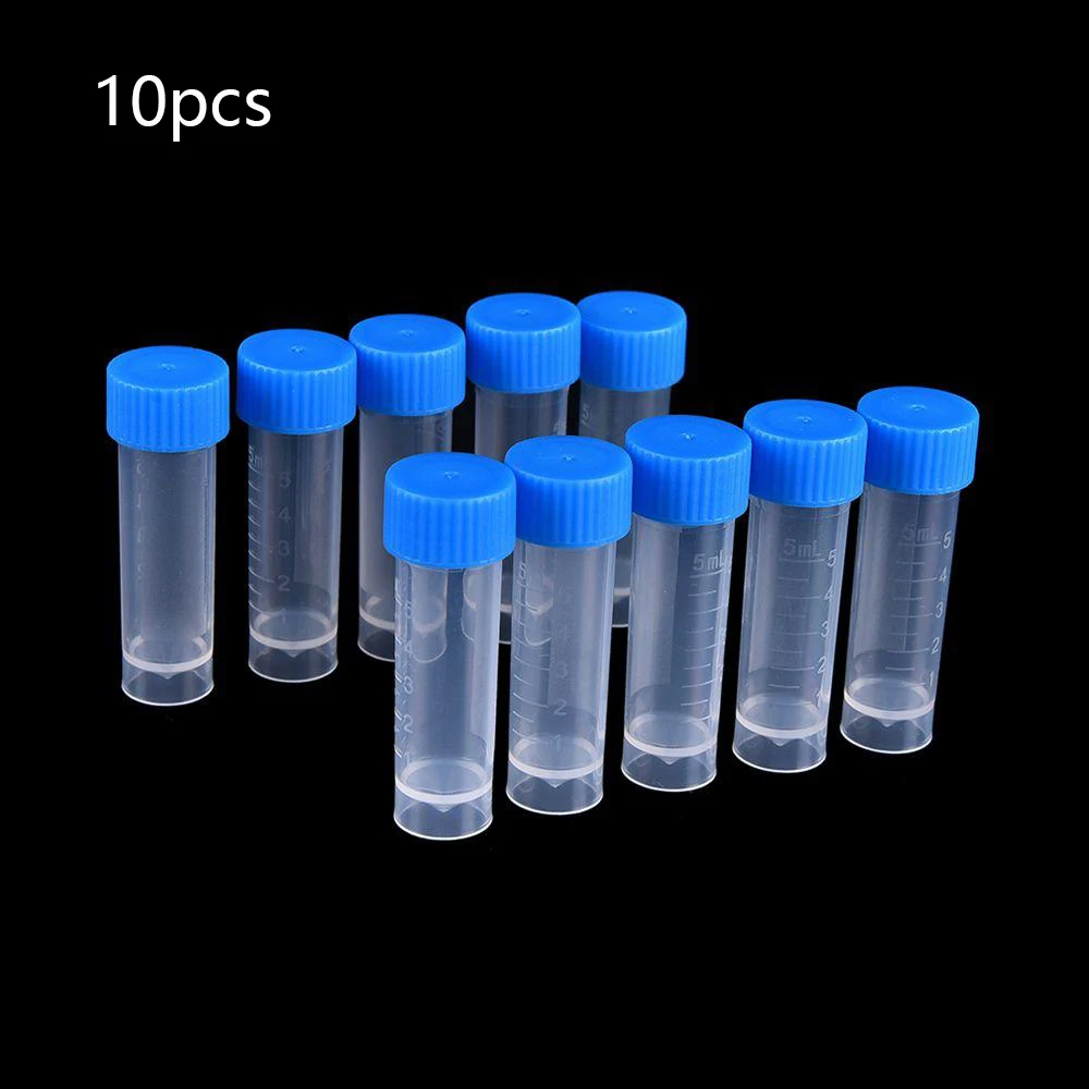 1Pcs 5ml Chemistry Test Tubes Plastic bottles Vials Seal Caps Pack Container School Supplies Laboratory Equipment for Lotion