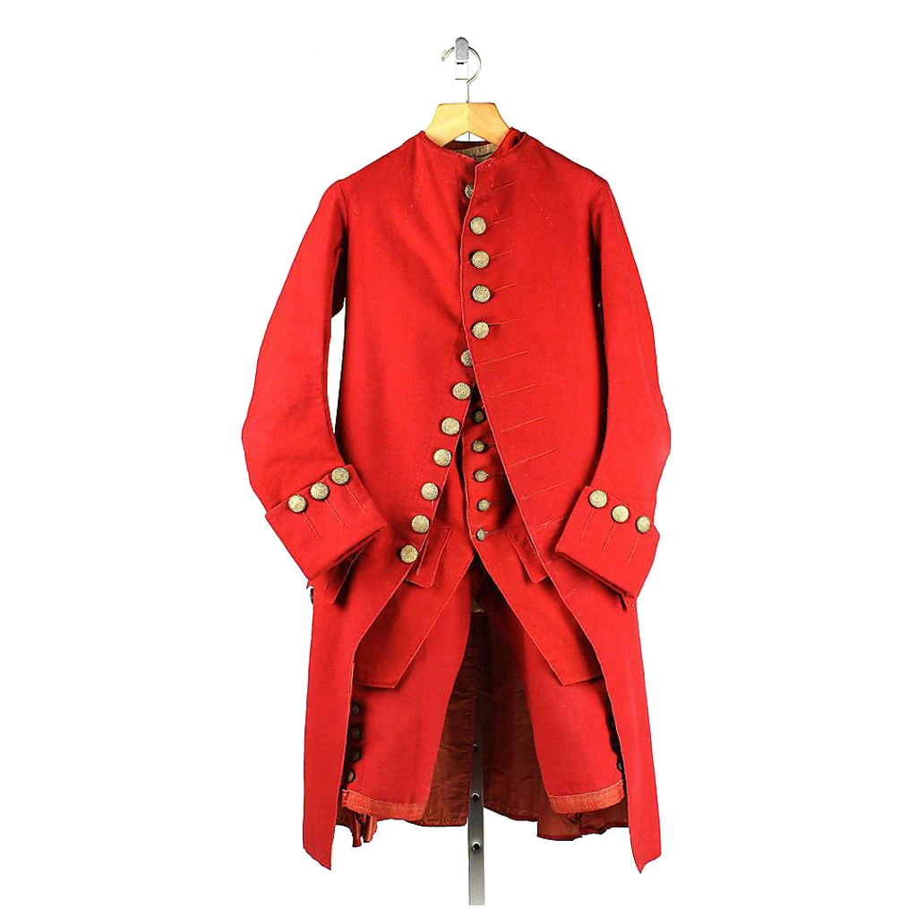 Men's Rococo Military Style Red Uniform Costume 18th Century Rococo Victorian Military Regency Outfits George Washington Suit