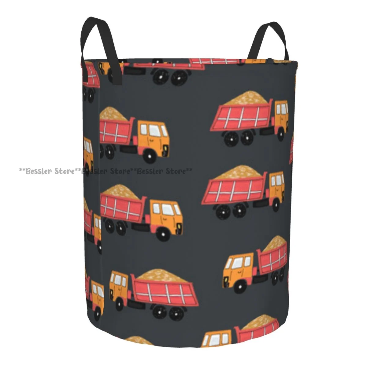 Dump Trucks Illustration Laundry Basket Folding Dirty Clothes Toys Storage Bucket Household