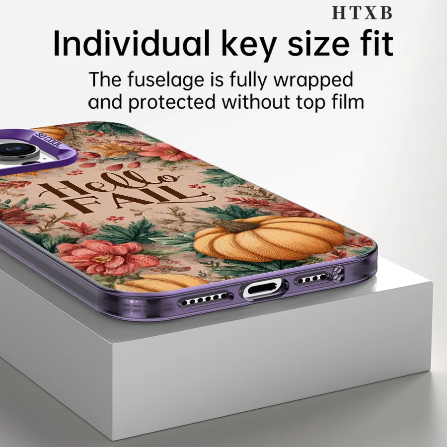 เคสโทรศัพท์ลายฟักทองดอกไม้หลากหลายแบบสำหรับ iPhone 17 ถึง 11 Pro Max Plus