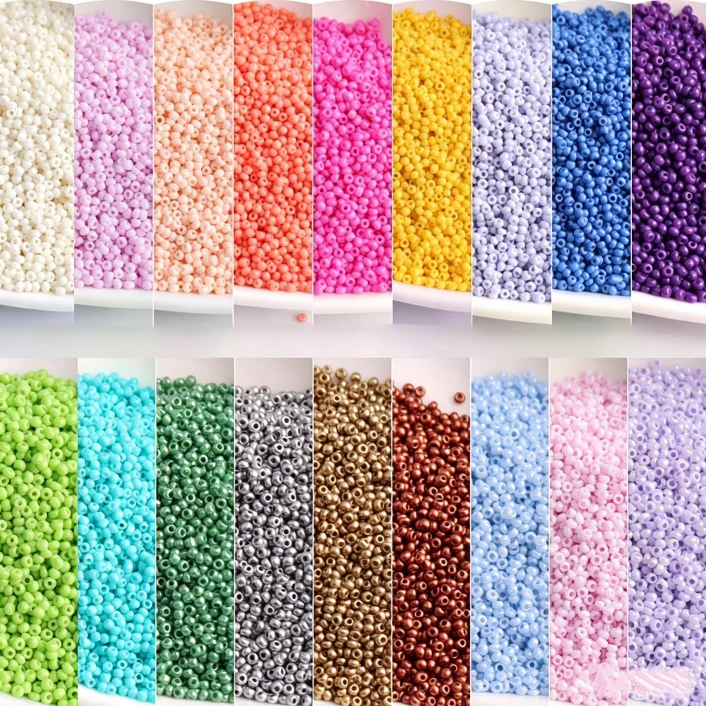 1440pcs 15/0 1.5mm Solid Colors Glass Seed Beads With Spacer Czech Beads Diy Jewelry Making Fitting Garment Sewing Accessories