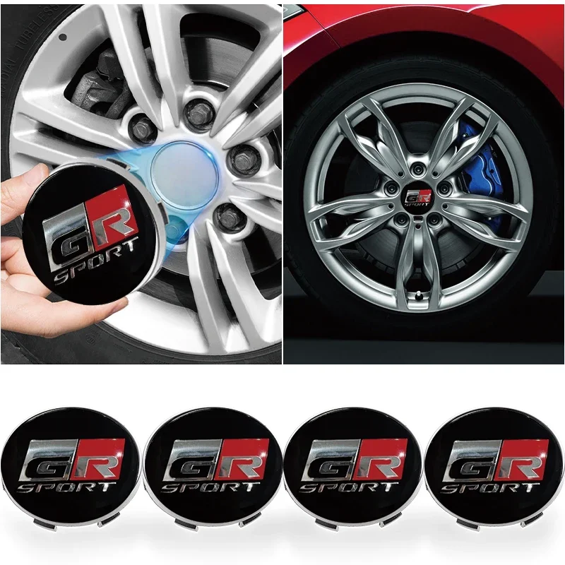 4pcs 60mm Car Wheel Center Hub Caps Protector Decorations Car Accessories For Toyota GR Sport Gazoo Racing Yaris 86 Corolla C-HR