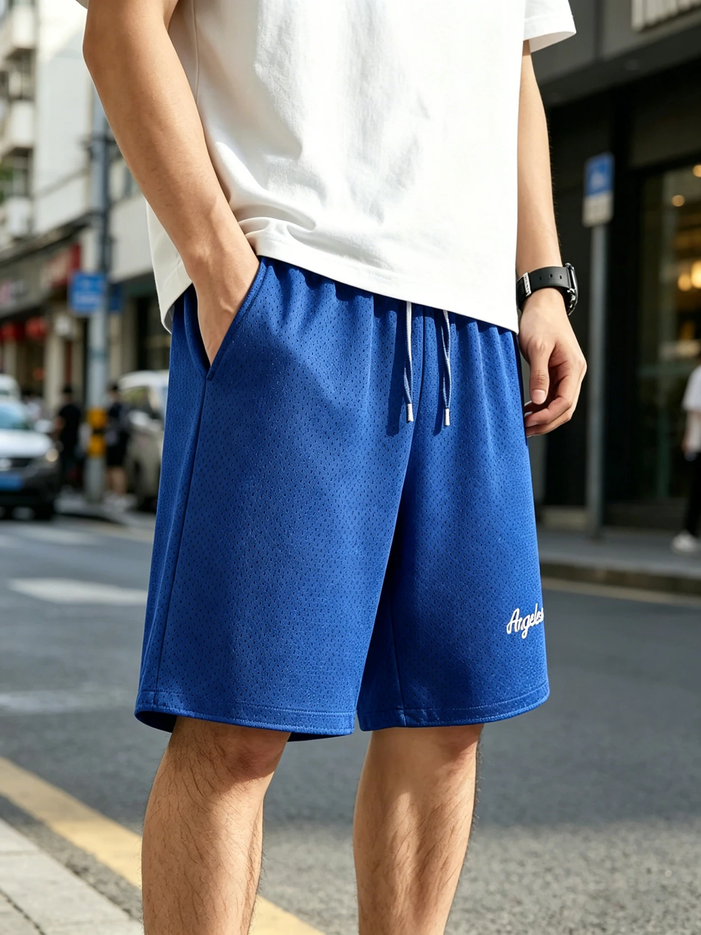 Men's Summer American Basketball Sport Shorts Loose Mesh Four-Quarter Running Fitness Pants Breathable Sportswear Casual