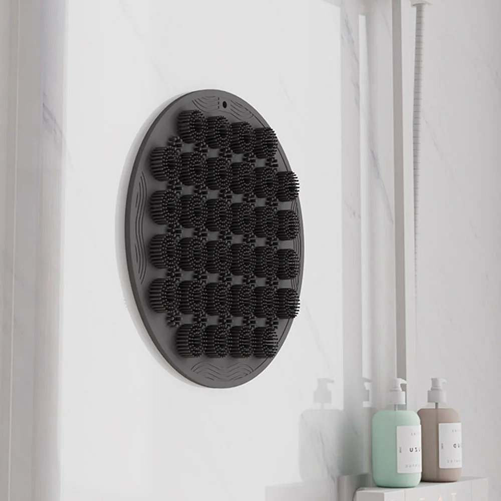 Keset Kaki Gosok Punggung Silikon Fleksibel Kamar Mandi Anti Selip Sikat Pijat Mandi Dapat Digantung Anti Selip untuk Menggosok Kaki