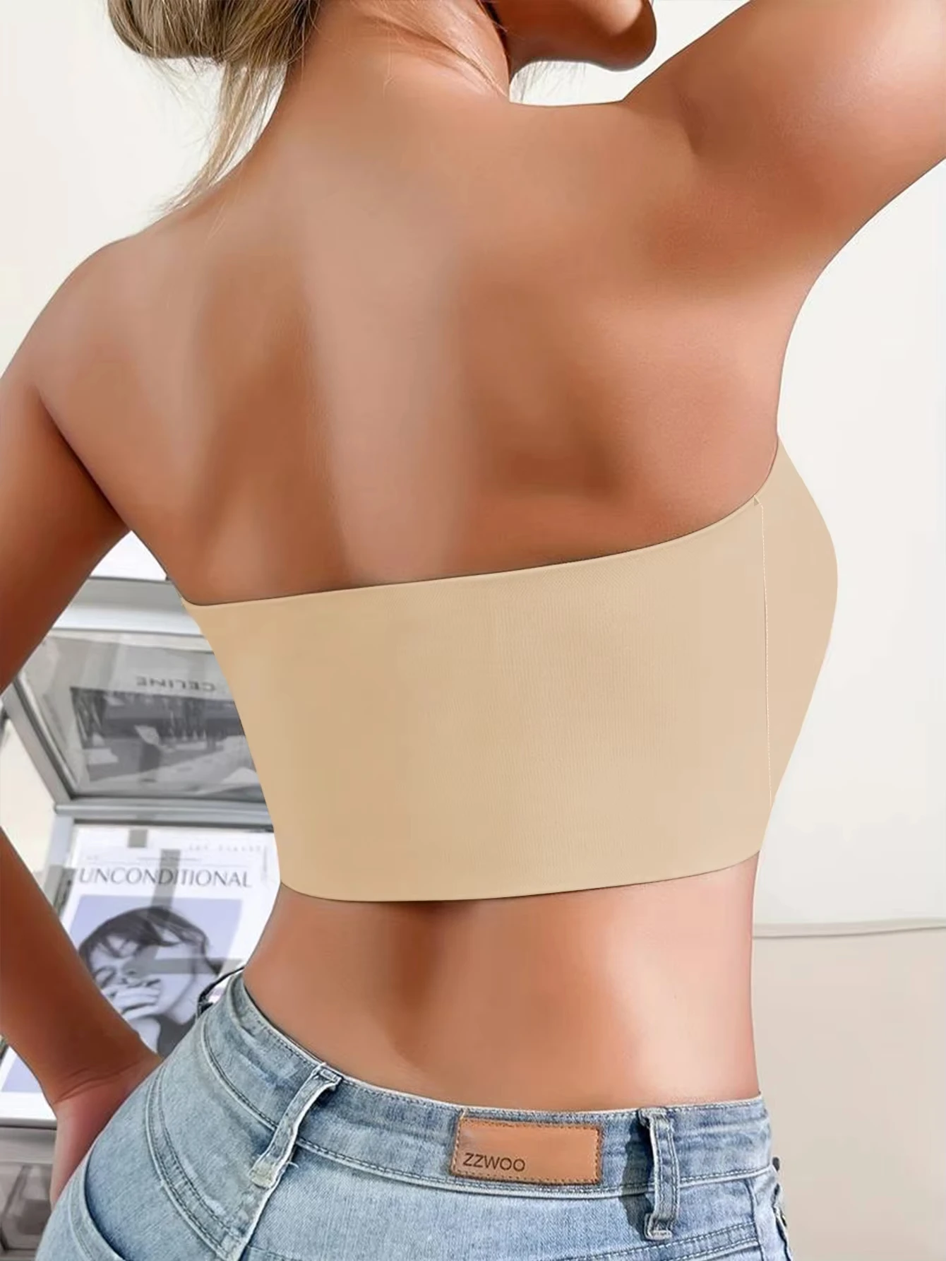 Women's Strapless No Padding Seamless Front Button Bra Comfortable Smooth Underwear image 4
