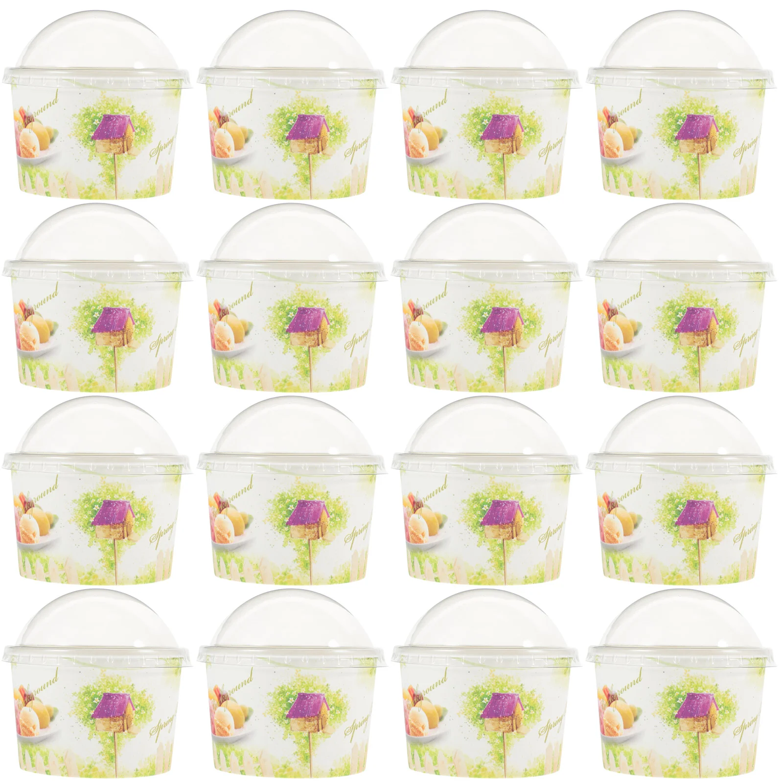 

50 Sets Sundae Treat Cups Ice Cream Paper Bowls Snack Pudding Packaging Dessert