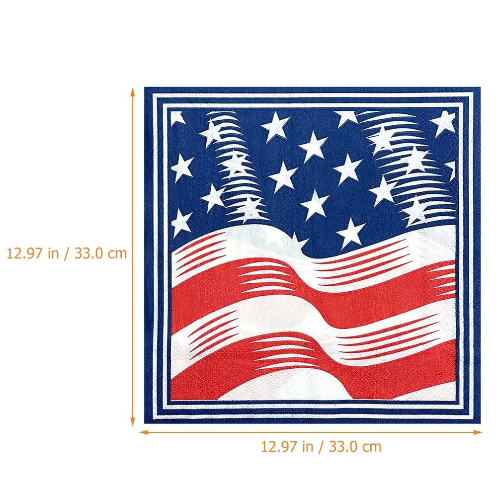 40 Pcs Set Paper Napkin Flag 4th of July Party Napkins Patriotic Decorative Independence Day