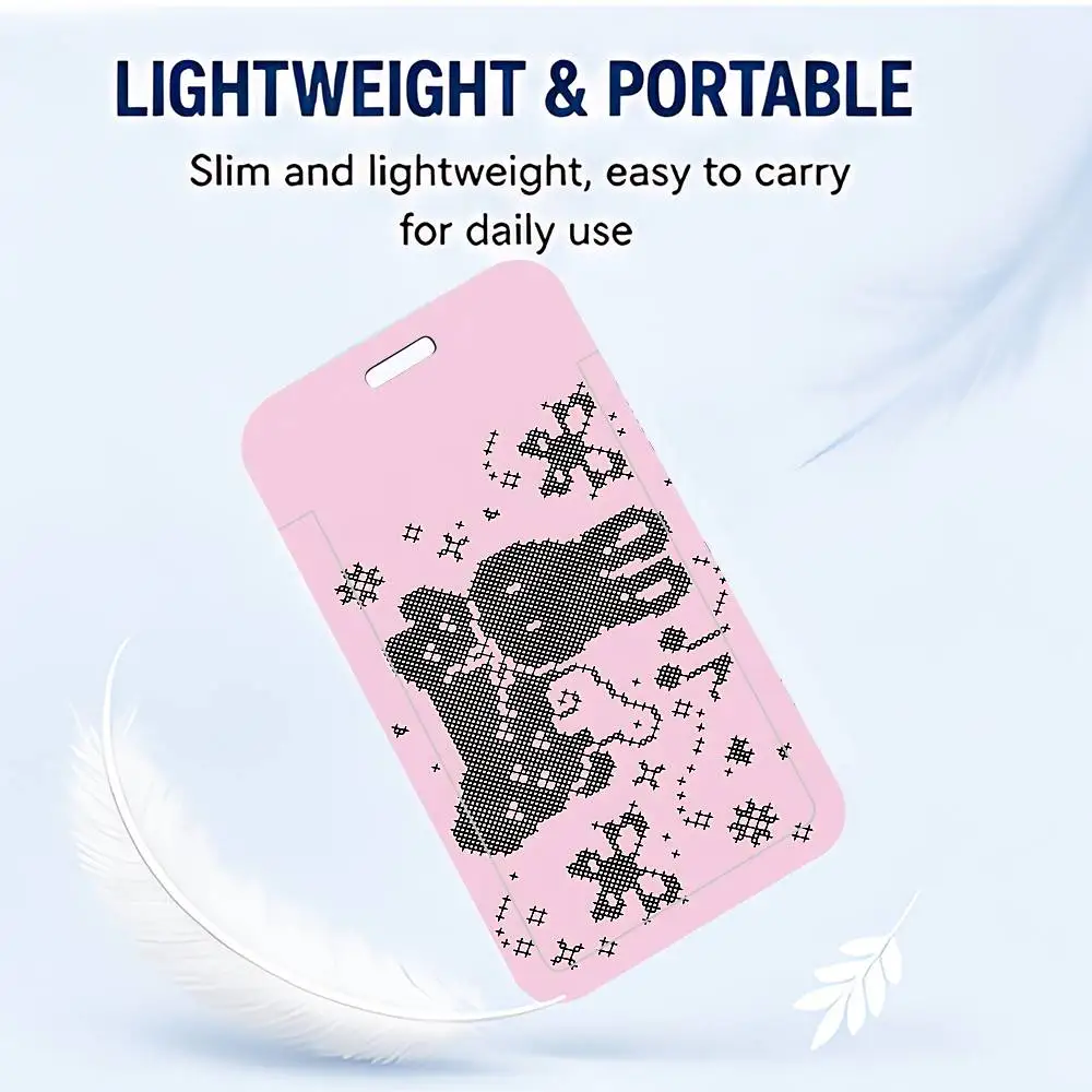 Korean Ins Pixel Rabbit Angel Wings NFC Contactless Sliding Card Sleeve For Student Cards, Bus Cards, ID Cards, And Work Permits
