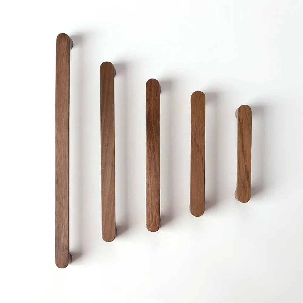 Minimalistische Schrankgriffe im nordischen Stil, Walnussholz, abgerundete Kanten, Schubladengriffe, 96 mm, umweltfreundliche Kleiderschrankgriffe, Heimdekoration