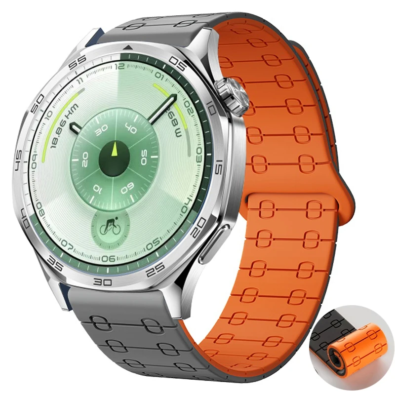 【セール中】Huawei Watch GT 6 46mm、GT6Pro、Watch 5 Pro、4、3、GT6、GT5、GT4、GT3、GT2、GT2e用シリコンバンド、マグネット式ループストラップ