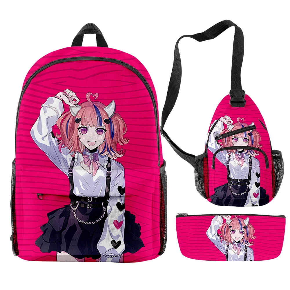 Fashion Youthful Funny Ironmouse Anime 3pcs/Set Backpack 3D Print Bookbag Laptop Daypack Backpacks Chest Bags Pencil Case