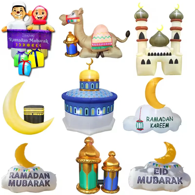 Inflatable Ramadan Decorations Ramadan Lamps Drum Lamb Islamic Moon Wishing Kareem Built-in LED Lighted Home Party Outdoor Toys