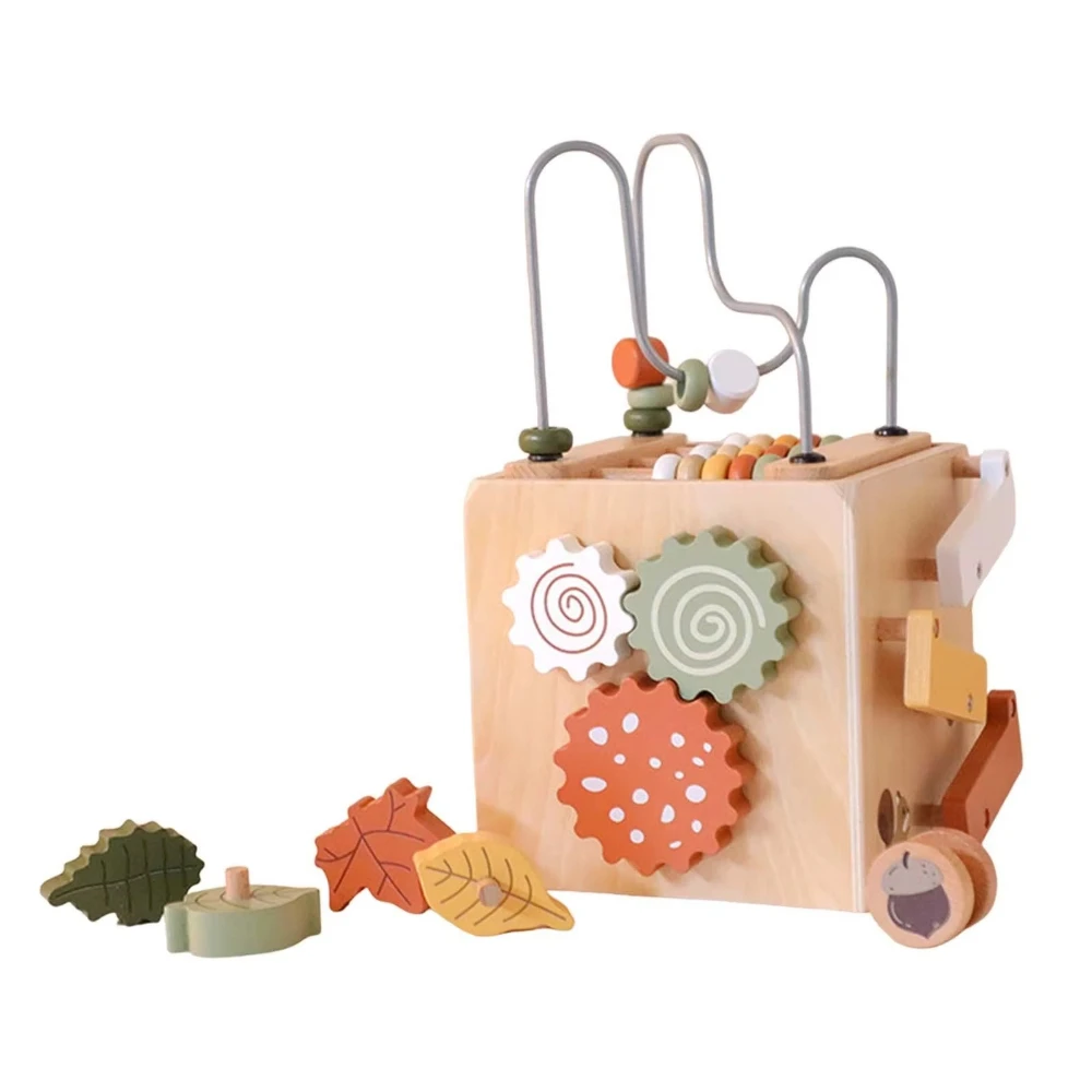 New Round Bead Shaped Five in One Toy Made of Wood Featuring Educational and Cognitive Functions Birthday Holiday Gift