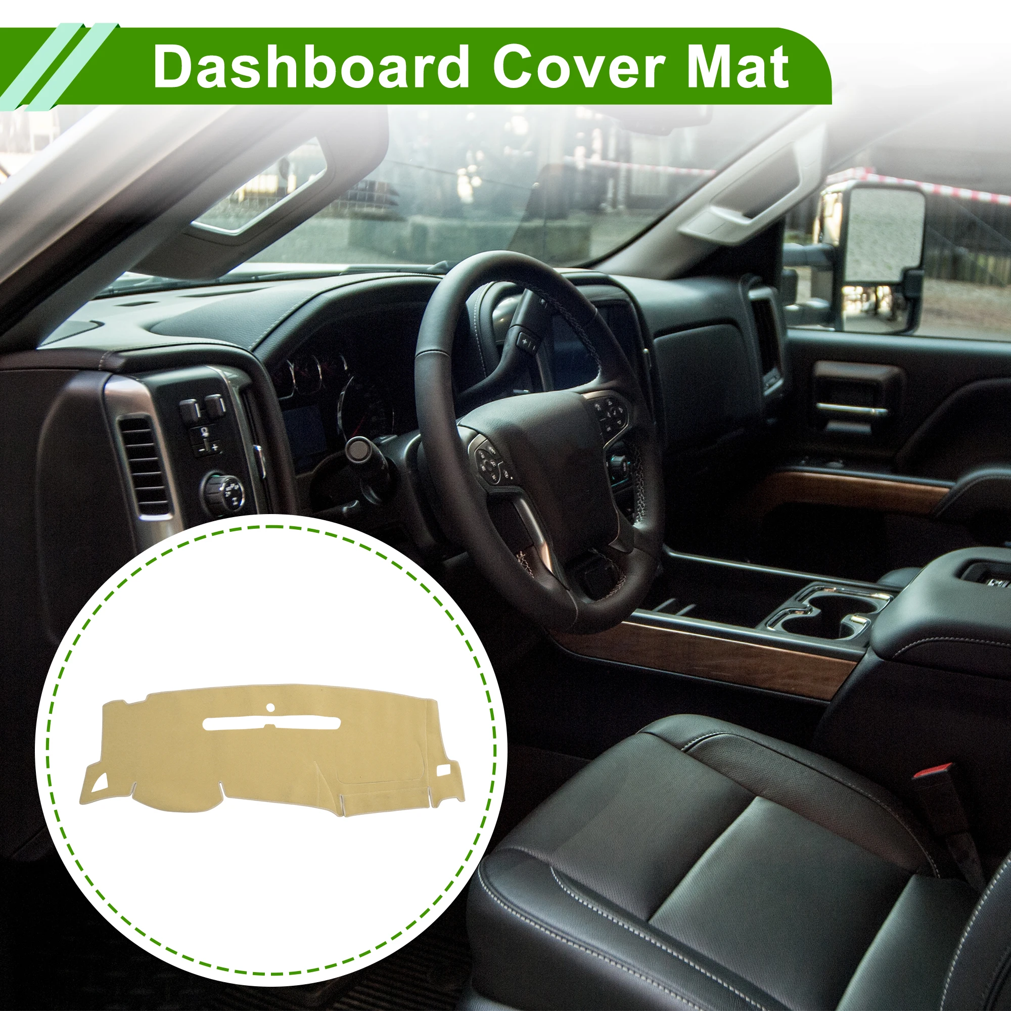 UXCELL Dash Cover for Chevrolet Silverado 2007-2013 Dashboard Cover Polyester Beige 1Pc