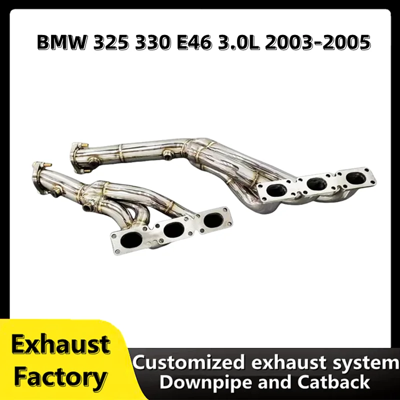 For BMW 325 330 E46 3.0L 2003-2005  stainless steel car exhaust system muffler downpipe exhaust manifol Increase Sound Power