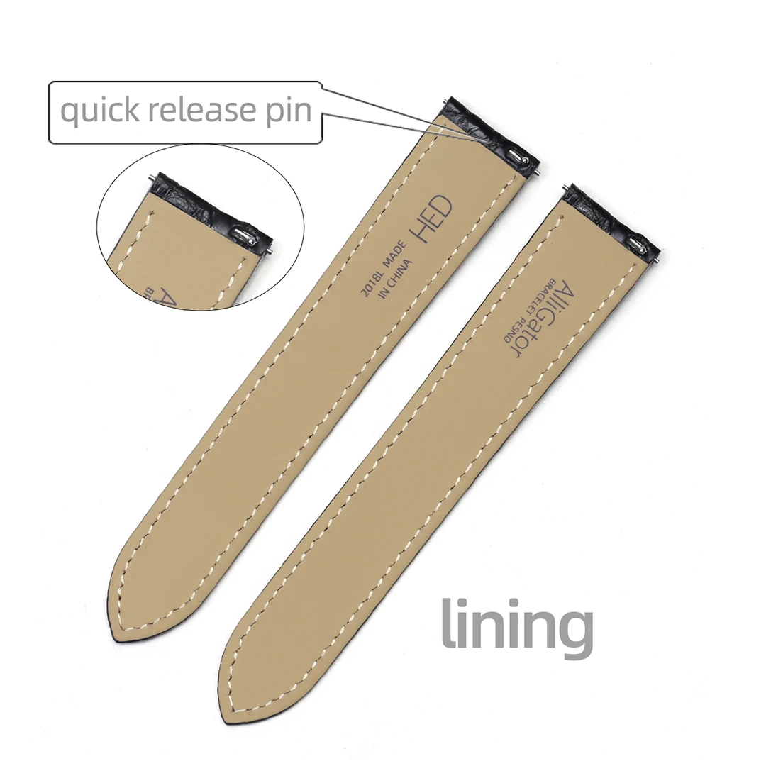PESNO Suitable for Cartier Tank American Skin Crocodile Leather Round Grain Black Watch Bands Strap Accessories 18 20 23mm