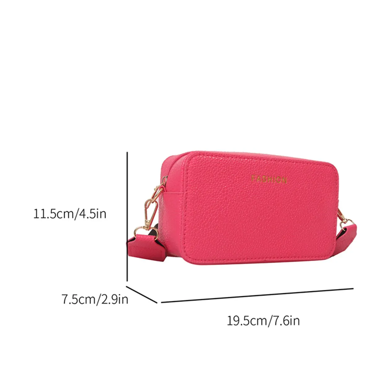 Simple Camera Bag Letter Decorative Small Square Bag Solid Zipper Bag-XF8013