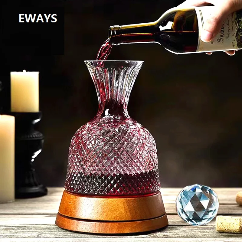 Creative Crystal Glass Cup with Rotation Rack, Tumbler, Wine Aerator, Decanter, Wine Glasses, Mug, Creative Gift, 1500ml