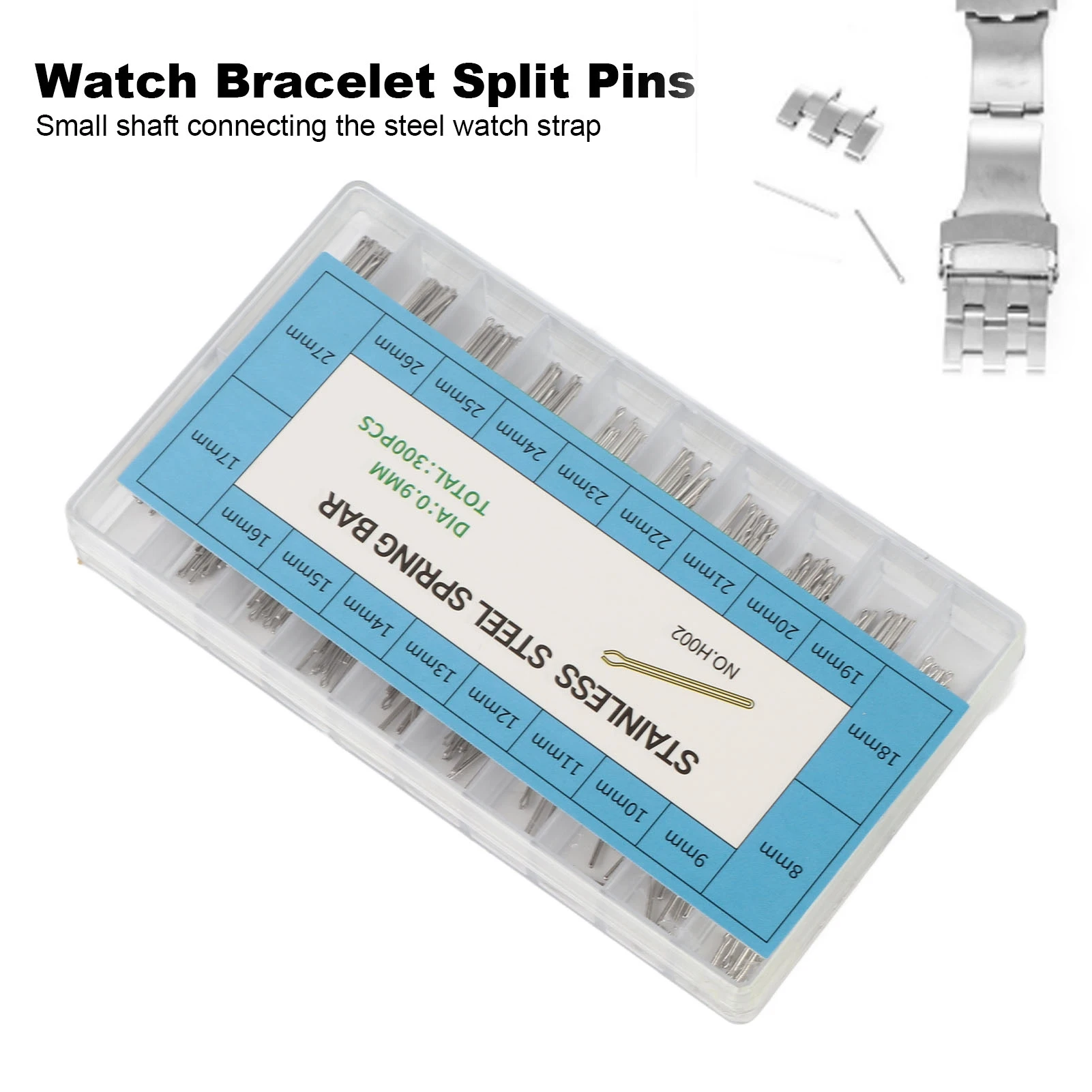 0.9mm Watch Bracelet Split Pins 304 Stainless Steel Watch Parts Assortment 8‑27mm Watch Cotter Link Pin Wristwatch Split Pins