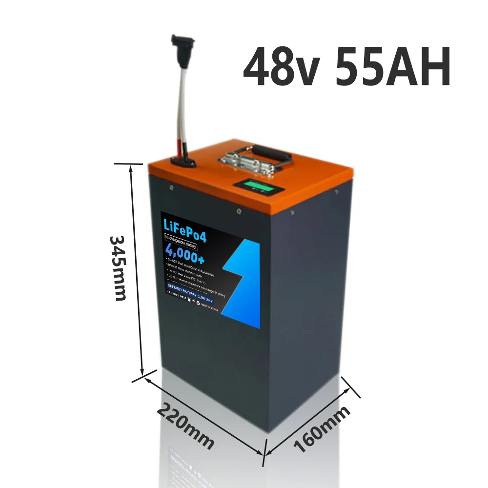 48v 55AH Lifepo4 Battery Pack Built-in 50A Bluetooth BMS Perfect for Electric motorcycle  Electric tricycle with 10A Charger